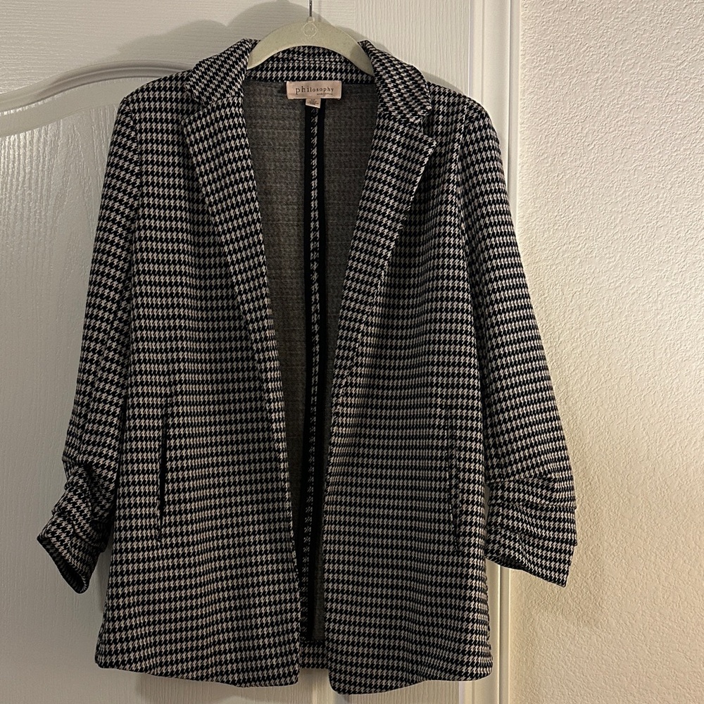 Philosophy Black and White Houndstooth Blazer